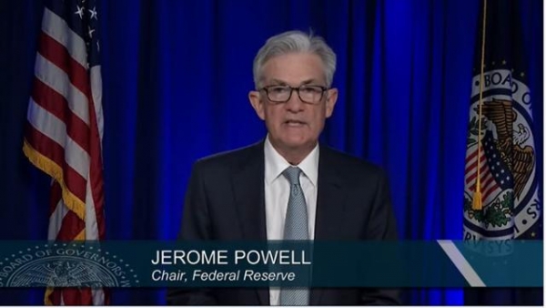 제롬 파월 미국 연방준비제도(Fed) 의장이 17일(현지시간) 연방공개시장위원회(FOMC) 정례회의 직후 기자 간담회에서 발언하고 있다. (사진=유튜브 캡처)